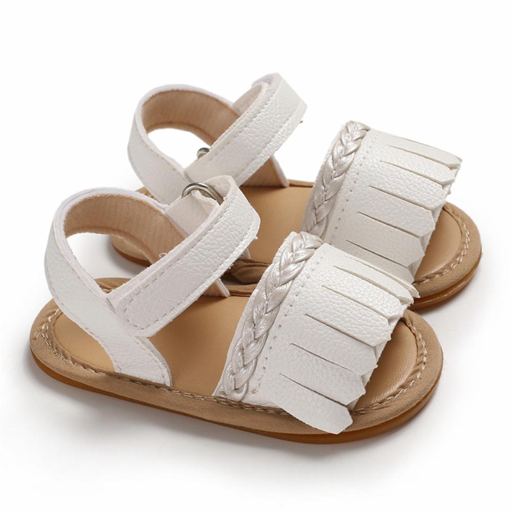 Baby Girls Tassel Magic Tape Open Toe Buckle Sandals Girls Shoes Wholesale - PrettyKid