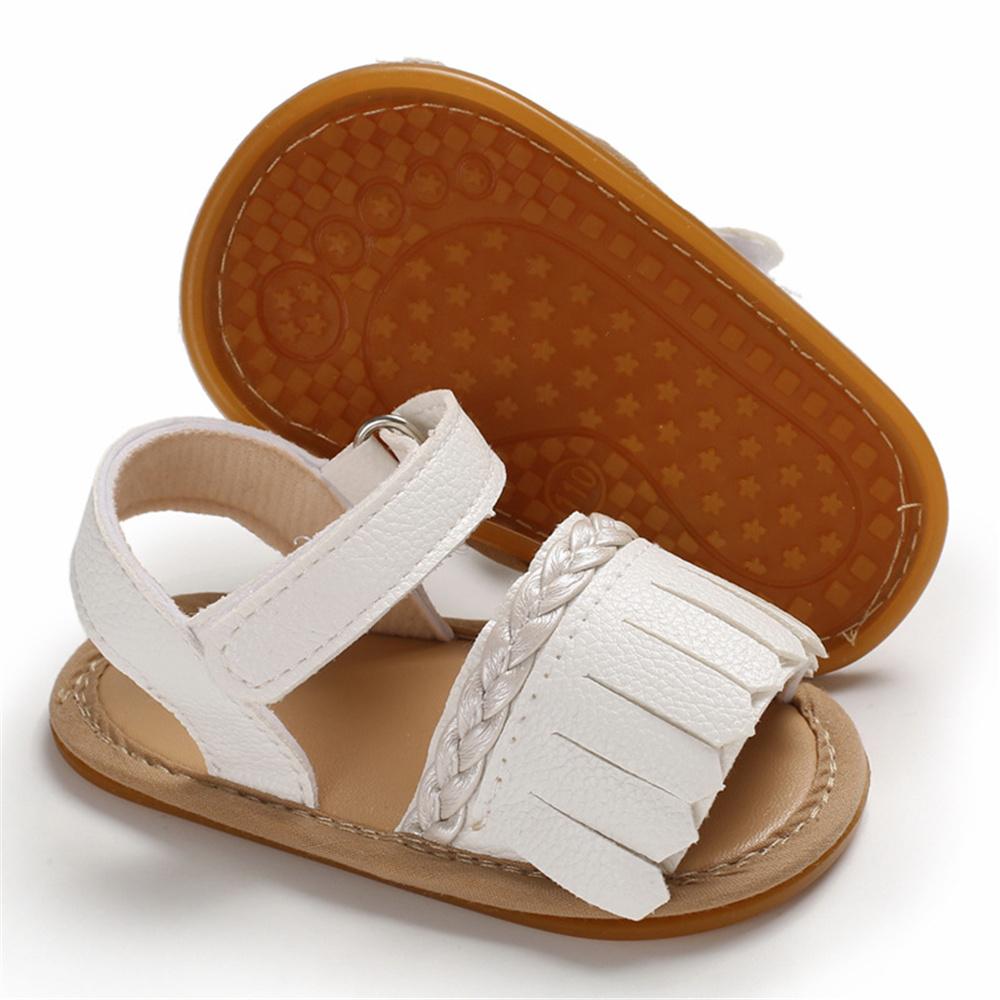 Baby Girls Tassel Magic Tape Open Toe Buckle Sandals Girls Shoes Wholesale - PrettyKid