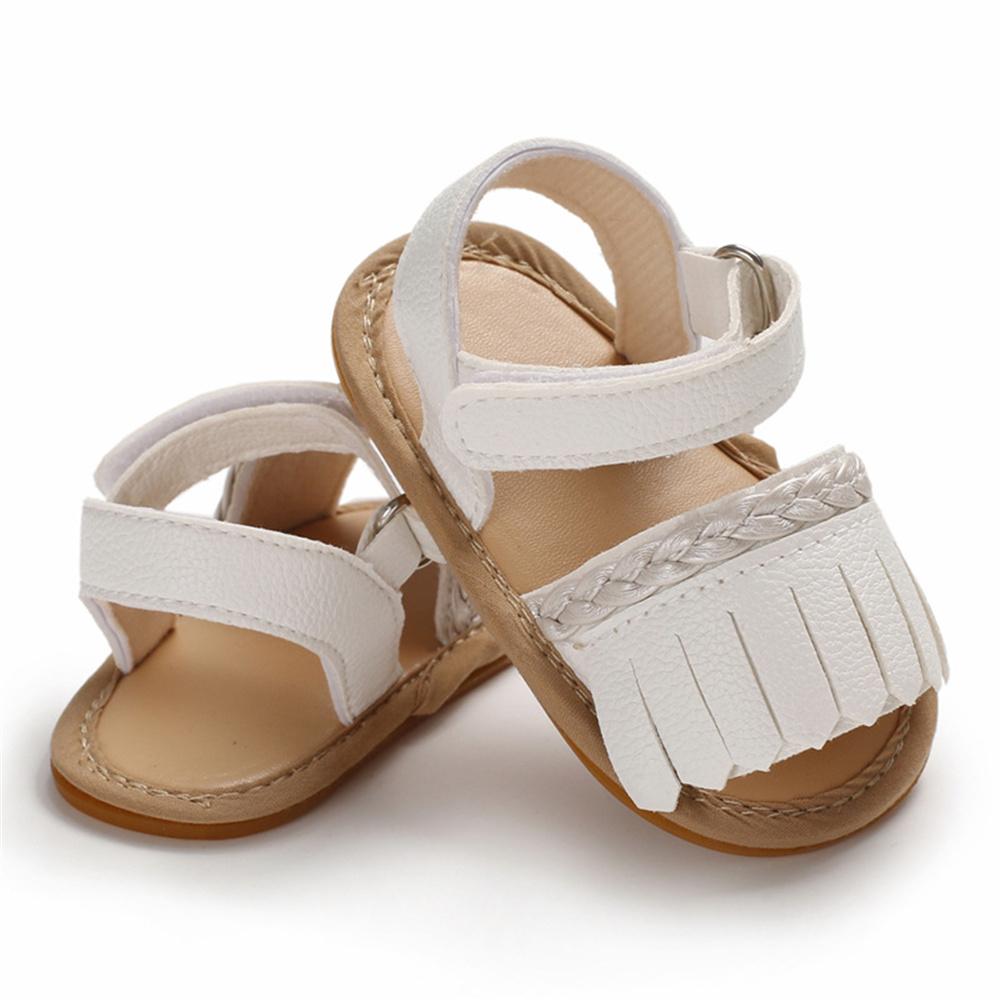 Baby Girls Tassel Magic Tape Open Toe Buckle Sandals Girls Shoes Wholesale - PrettyKid