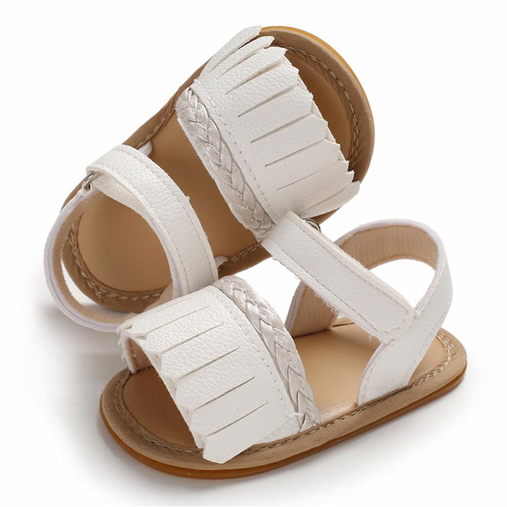 Baby Girls Tassel Magic Tape Open Toe Buckle Sandals Girls Shoes Wholesale - PrettyKid