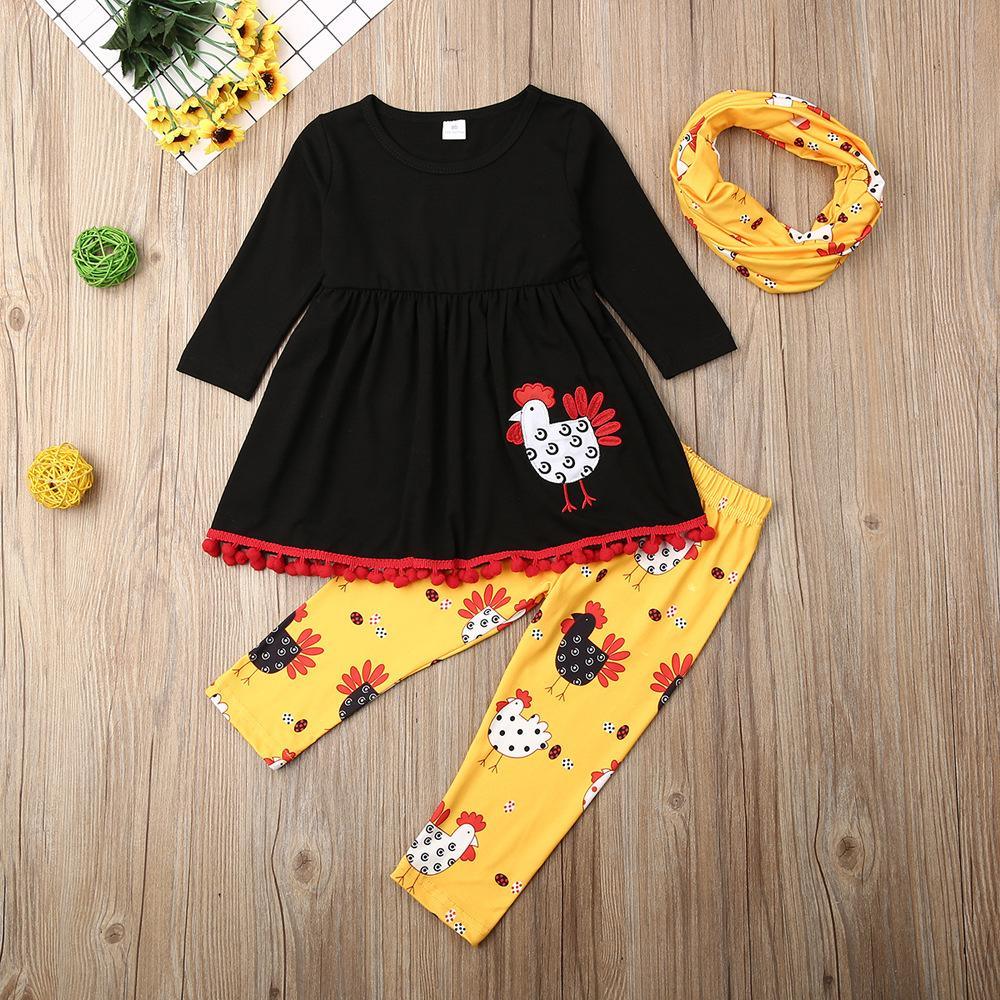 Girls Tassel Turkey Printed Thanksgiving Sets Wholesale Girls Clothing - PrettyKid