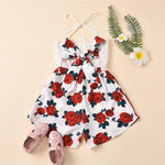 Girls Tether Lace Floral Printed Tank Jumpsuit Kids Wholesale Clothing - PrettyKid