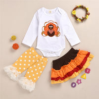 Baby Girls Thanksgiving 3PCS Turkey Sets Wholesale Baby Clothes - PrettyKid