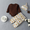 Baby Girls Thanksgiving Printed Romper & Pants & Hat Wholesale Baby Cloths - PrettyKid