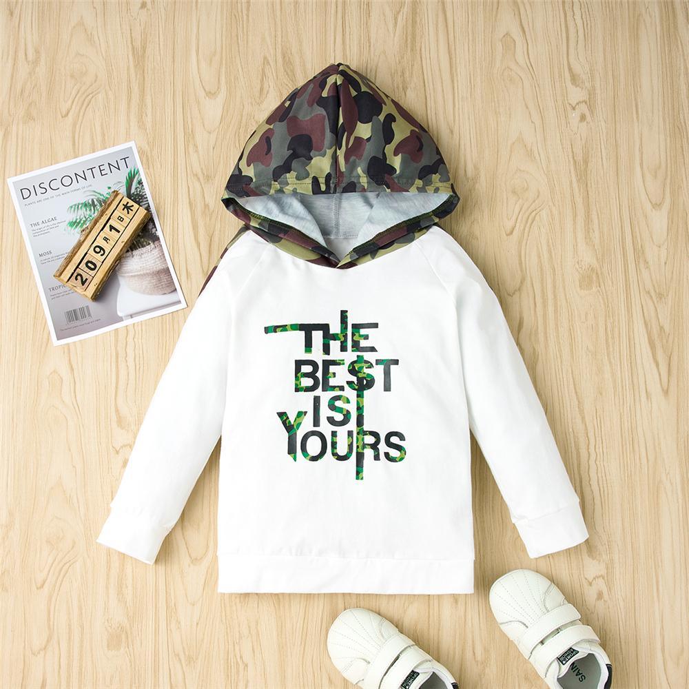 Boys The Best Is Yours Camo Hooded Tracksuit Trendy Toddler Clothes Cheap - PrettyKid