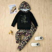 Boys The Best Is Yours Camo Hooded Tracksuit Trendy Toddler Clothes Cheap - PrettyKid