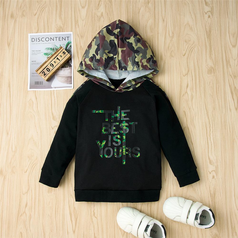 Boys The Best Is Yours Camo Hooded Tracksuit Trendy Toddler Clothes Cheap - PrettyKid