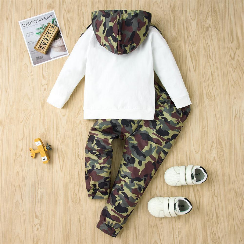 Boys The Best Is Yours Camo Hooded Tracksuit Trendy Toddler Clothes Cheap - PrettyKid