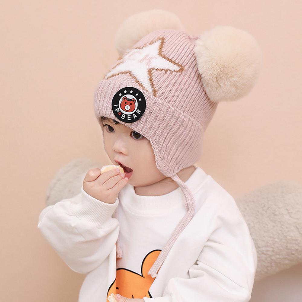 Baby Tie-Up Knitted Cartoon Star Pompon Hat Baby Accessories Wholesale - PrettyKid