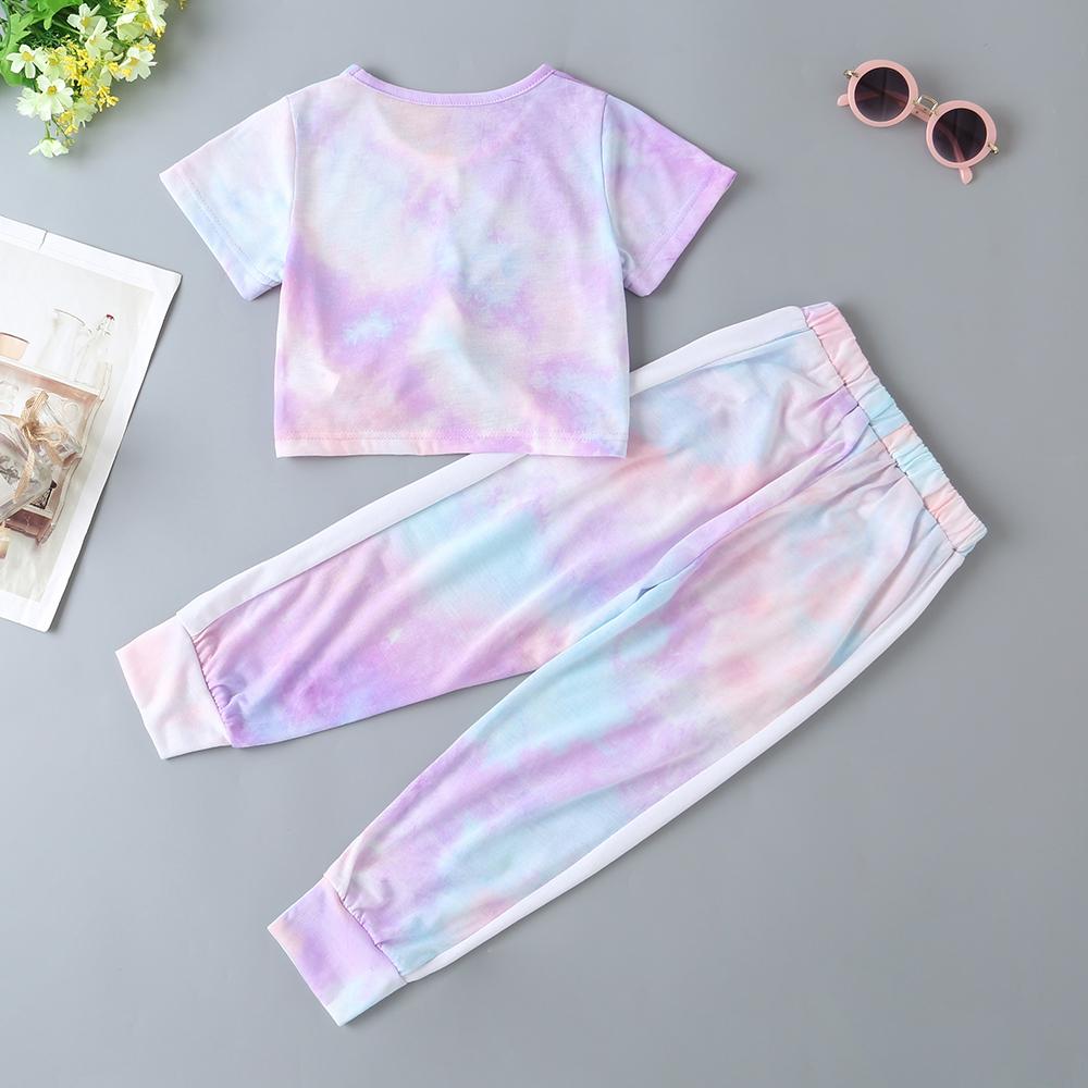 Girls Soft Tie-dye Short Sleeve Top & Pants - PrettyKid