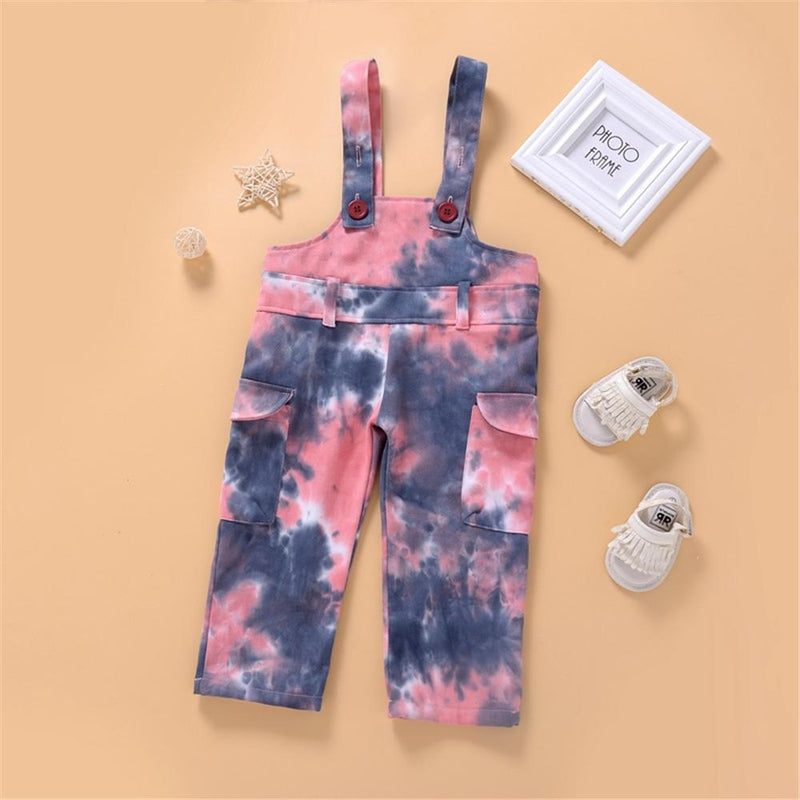 Baby Girls Tie Dye Button Jumpsuit Wholesale Baby Outfits - PrettyKid