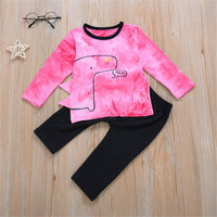 Baby Girls Tie Dye Cartoon Top & Solid Pants Baby Clothes Cheap Wholesale - PrettyKid