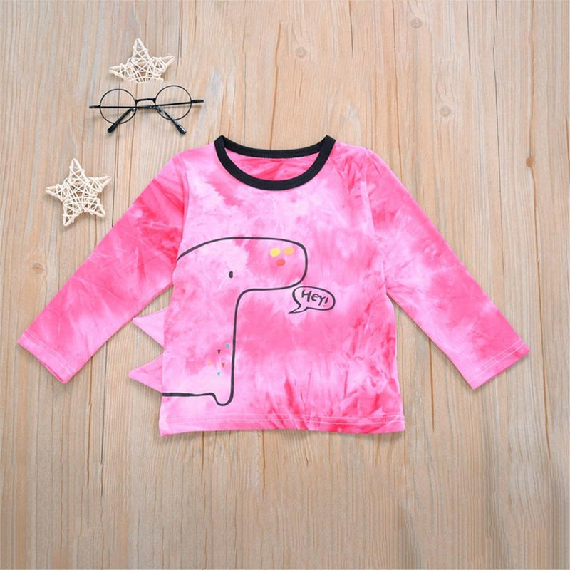Baby Girls Tie Dye Cartoon Top & Solid Pants Baby Clothes Cheap Wholesale - PrettyKid