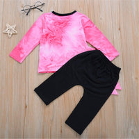 Baby Girls Tie Dye Cartoon Top & Solid Pants Baby Clothes Cheap Wholesale - PrettyKid