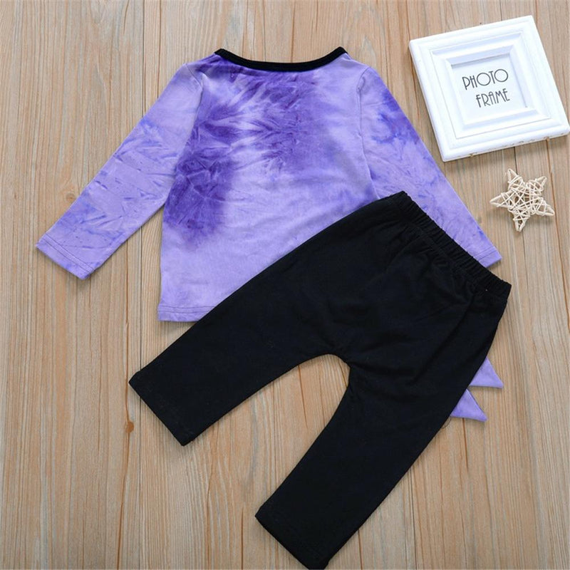 Baby Girls Tie Dye Cartoon Top & Solid Pants Baby Clothes Cheap Wholesale - PrettyKid