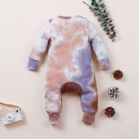 Baby Unisex Tie Dye Casual Long Sleeve Vintage Baby Romper - PrettyKid
