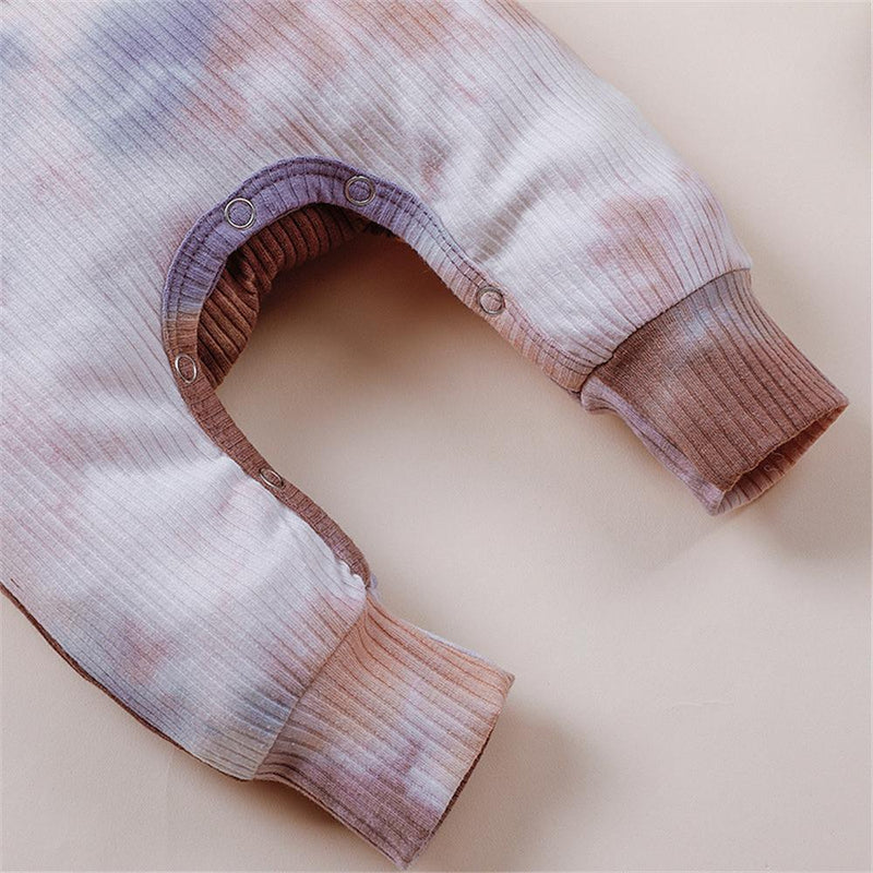 Baby Unisex Tie Dye Casual Long Sleeve Vintage Baby Romper - PrettyKid