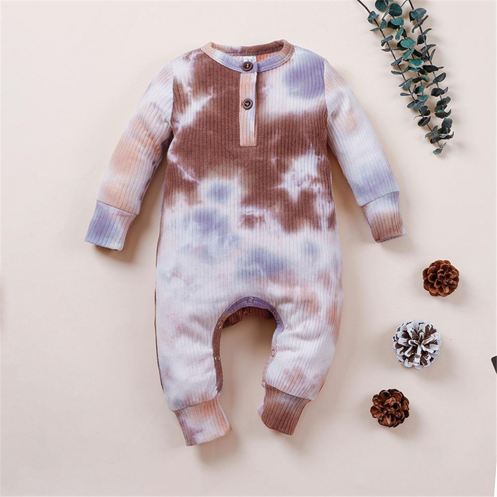 Baby Unisex Tie Dye Casual Long Sleeve Vintage Baby Romper - PrettyKid