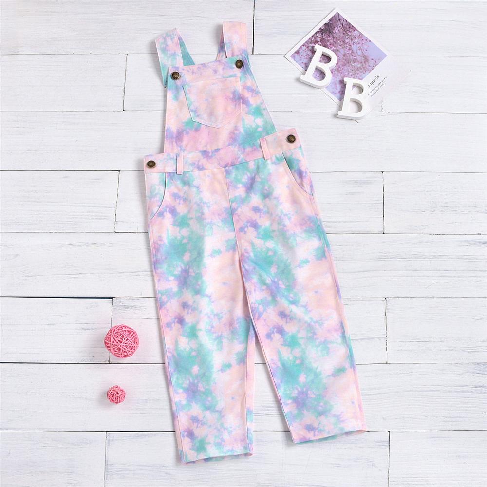 Girls Tie Dye Casual Pocket Button Jumpsuit Wholesale Girl Boutique Clothing - PrettyKid