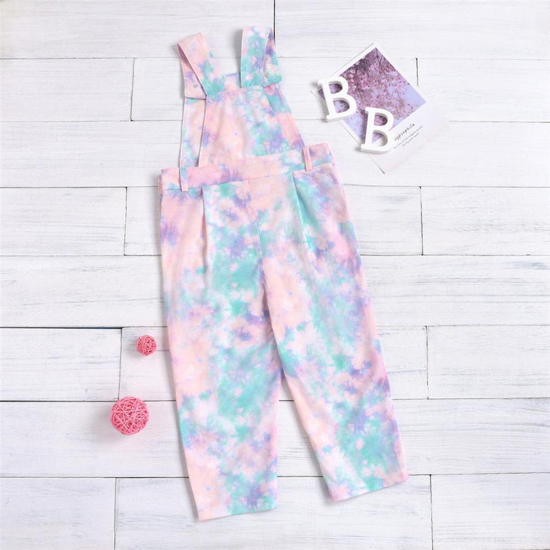 Girls Tie Dye Casual Pocket Button Jumpsuit Wholesale Girl Boutique Clothing - PrettyKid