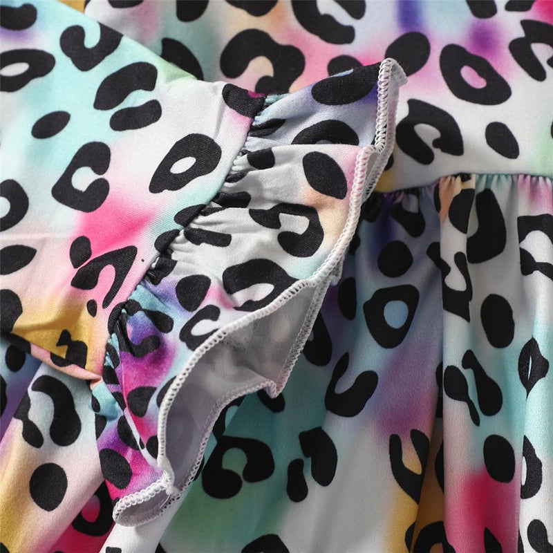 Girls Tie Dye Flared Sleeve Printed Dress Wholesale Girls Clothes - PrettyKid