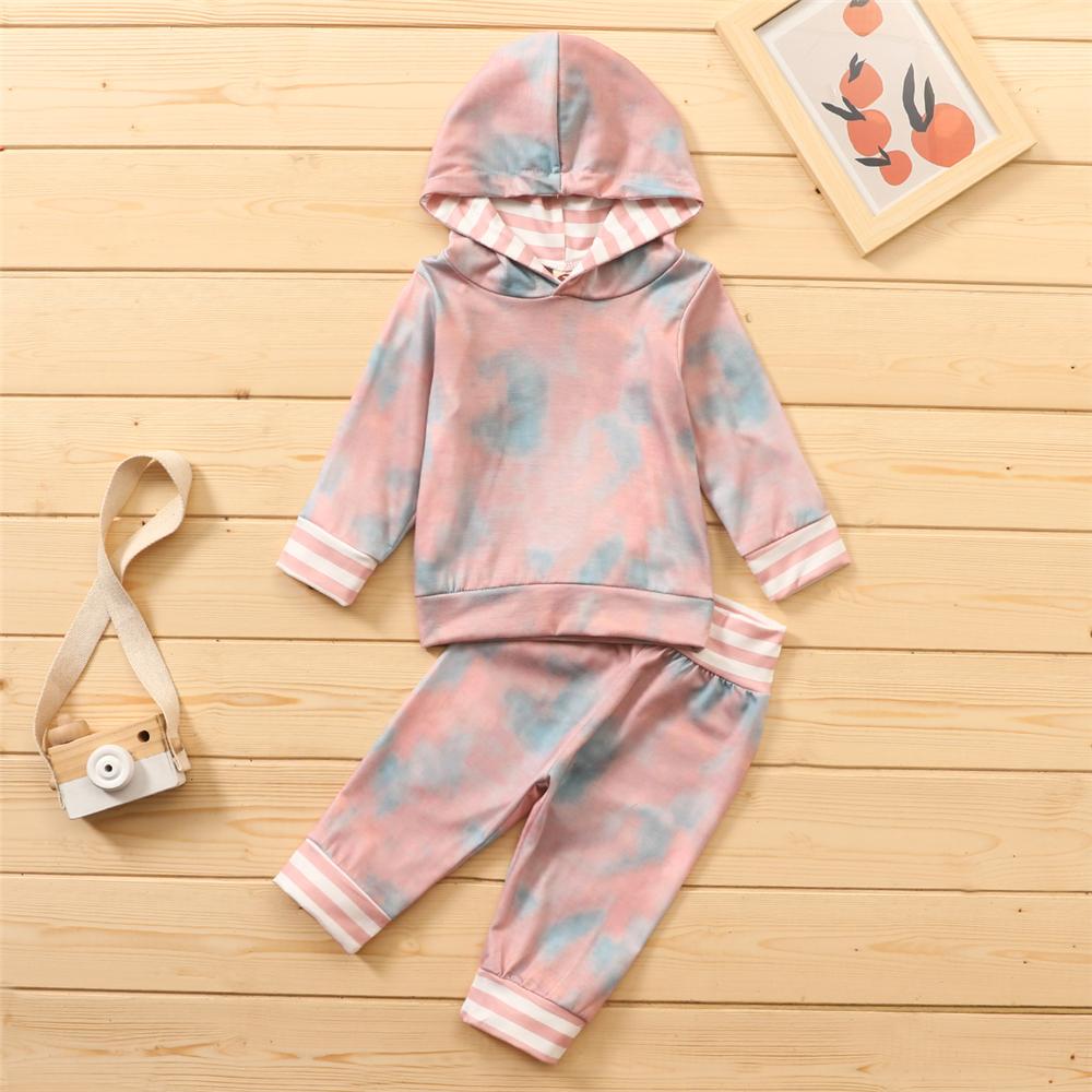 Baby Girls Tie Dye Hooded Long Sleeve Top & Pants Baby Girl Wholesale - PrettyKid