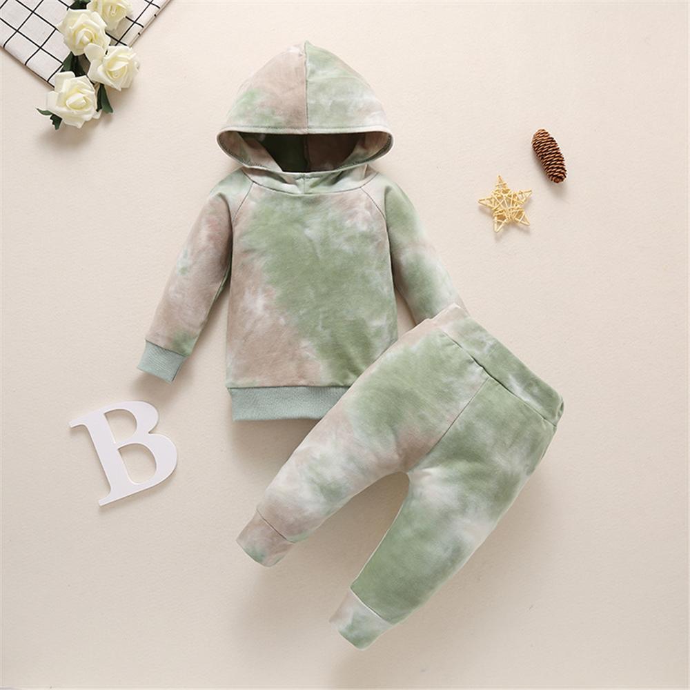 Baby Unisex Tie Dye Hooded Long Sleeve Top & Pants Baby Jumper Clothes - PrettyKid