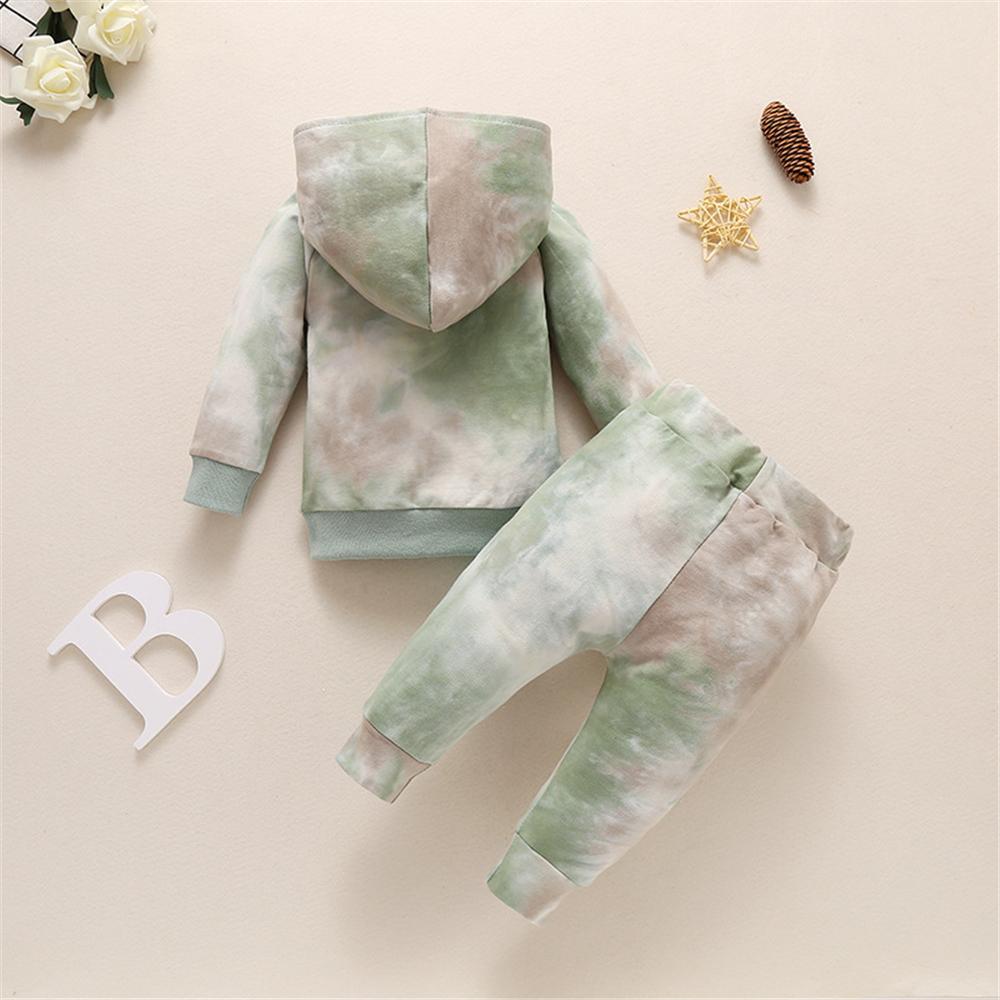 Baby Unisex Tie Dye Hooded Long Sleeve Top & Pants Baby Jumper Clothes - PrettyKid