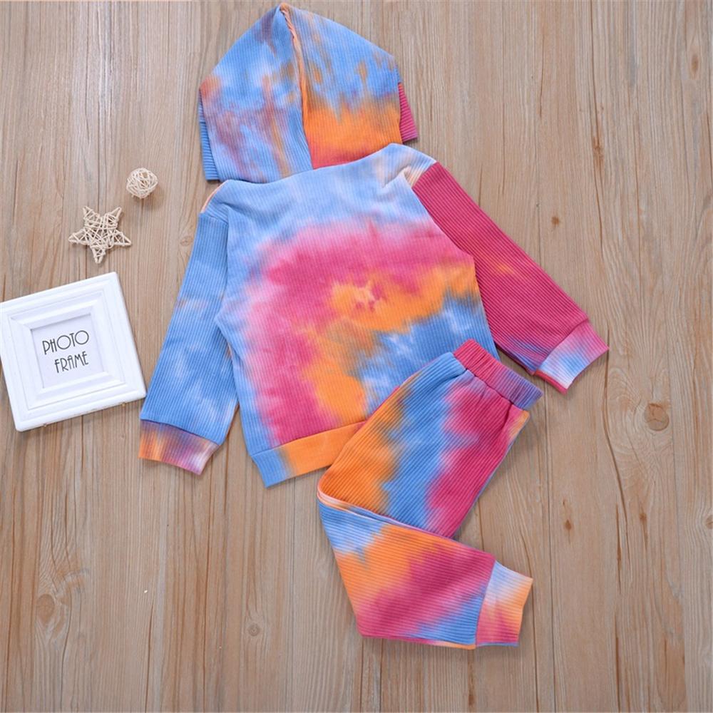 Girls Tie Dye Hooded Long Sleeve Top & Pants Wholesale Little Girl Clothing - PrettyKid