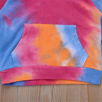 Girls Tie Dye Hooded Long Sleeve Top & Pants Wholesale Little Girl Clothing - PrettyKid