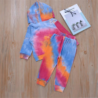 Girls Tie Dye Hooded Long Sleeve Top & Pants Wholesale Little Girl Clothing - PrettyKid