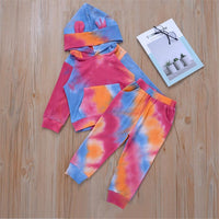 Girls Tie Dye Hooded Long Sleeve Top & Pants Wholesale Little Girl Clothing - PrettyKid