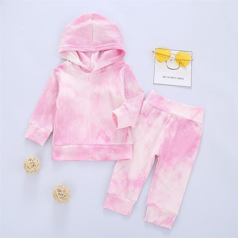 Girls Tie Dye Hooded Long Sleeve Tops & Pants - PrettyKid