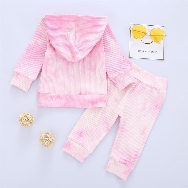 Girls Tie Dye Hooded Long Sleeve Tops & Pants - PrettyKid