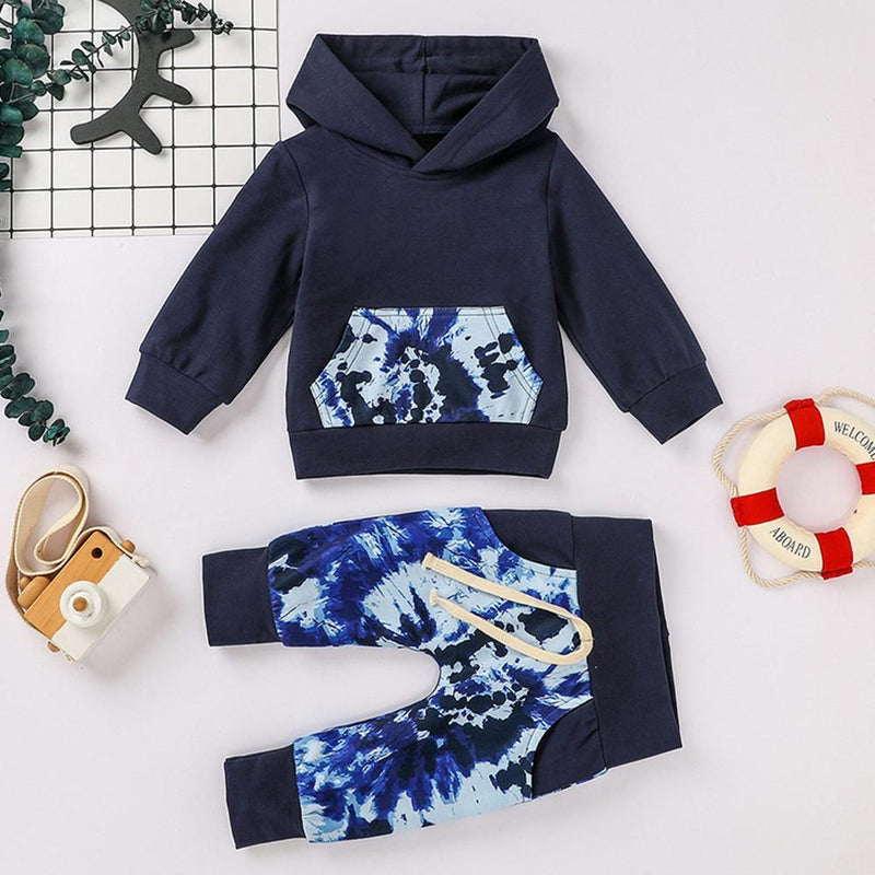 Boys Tie Dye Hooded Long Sleeve Tops & Pants - PrettyKid