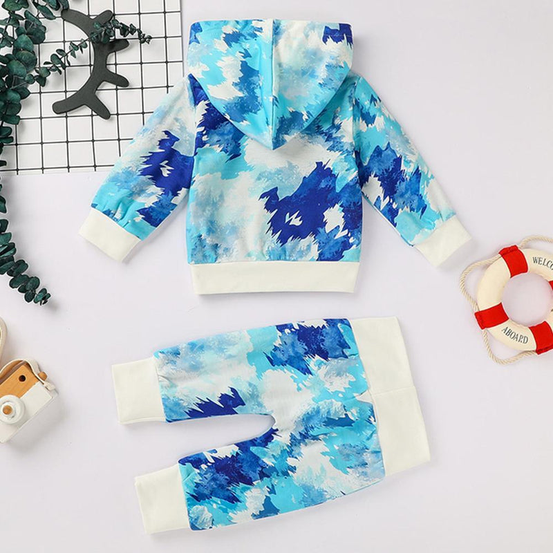 Boys Tie Dye Hooded Long Sleeve Tops & Pants - PrettyKid