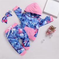 Girls Tie Dye Hooded Top & Pants Wholesale Little Girl Boutique Clothing - PrettyKid