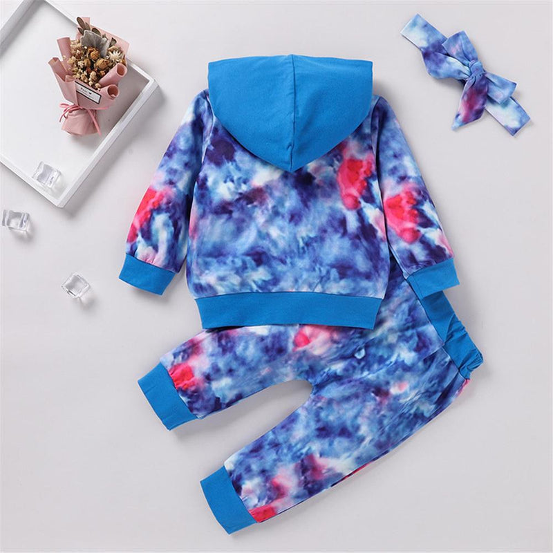 Girls Tie Dye Hooded Top & Pants Wholesale Little Girl Boutique Clothing - PrettyKid