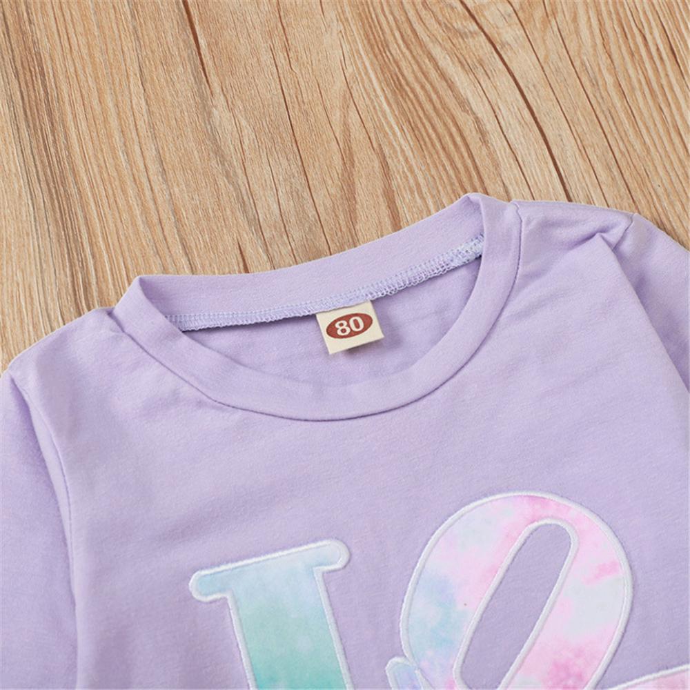 Baby Girls Tie Dye Letter Long Sleeve Top & Pants Wholesale Baby Clothes - PrettyKid