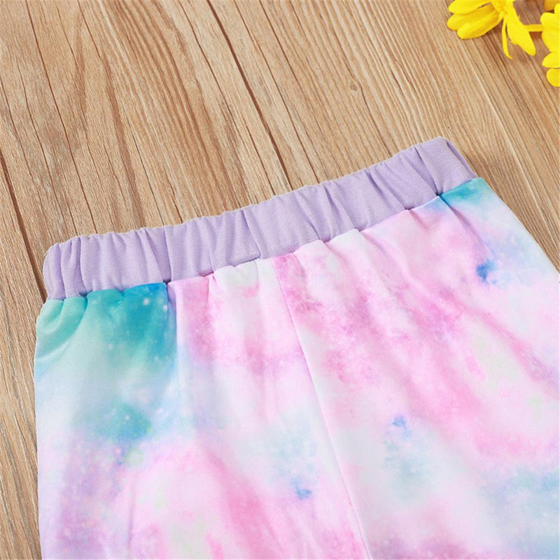 Baby Girls Tie Dye Letter Long Sleeve Top & Pants Wholesale Baby Clothes - PrettyKid