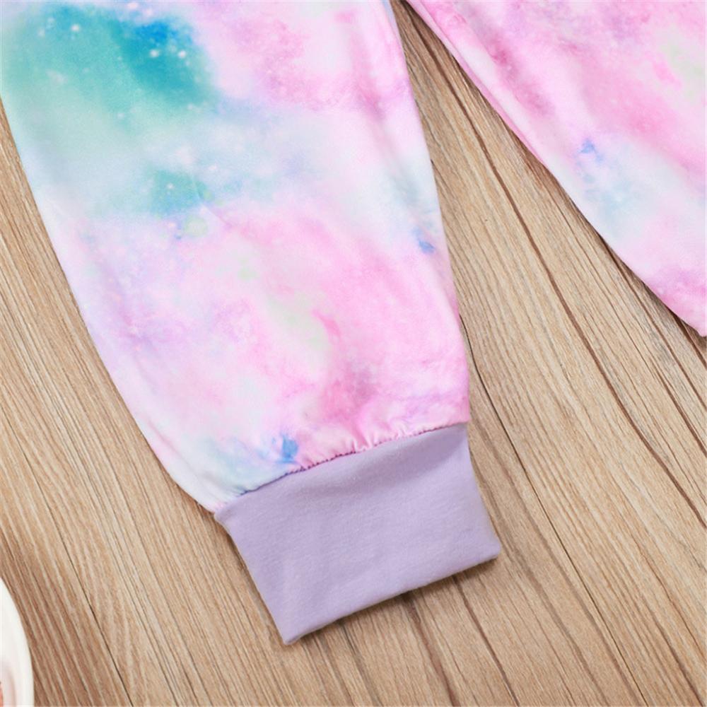 Baby Girls Tie Dye Letter Long Sleeve Top & Pants Wholesale Baby Clothes - PrettyKid