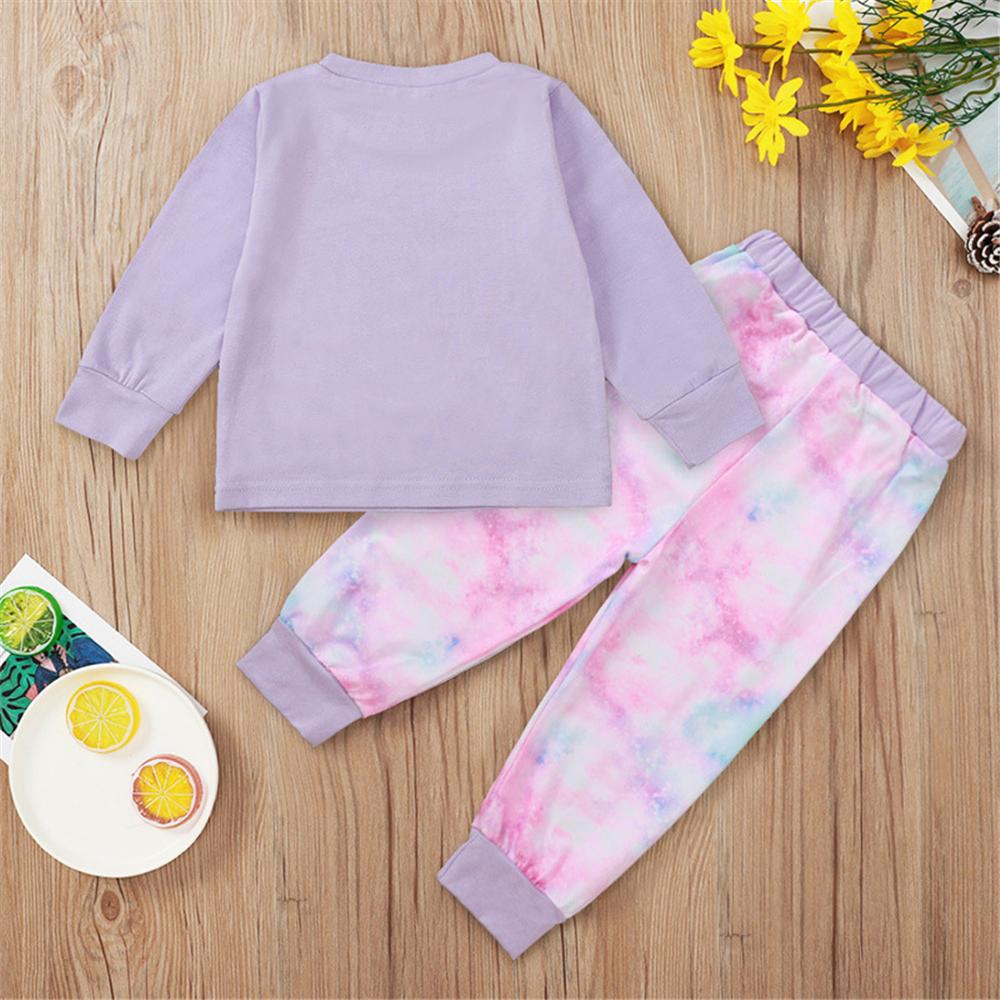Baby Girls Tie Dye Letter Long Sleeve Top & Pants Wholesale Baby Clothes - PrettyKid