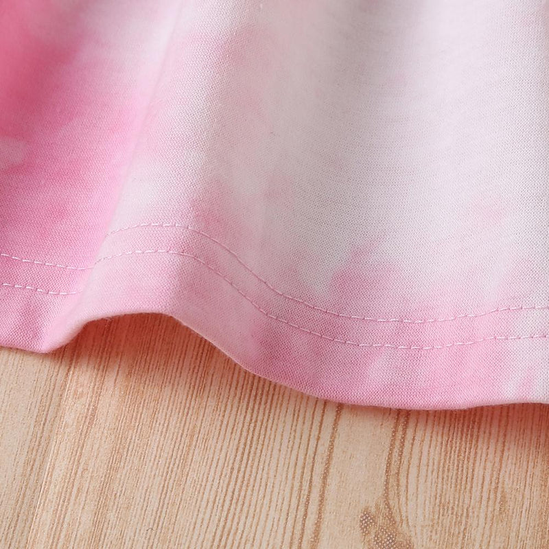 Baby Girls Tie Dye Letter Printed Long Sleeve Pleated Dress - PrettyKid