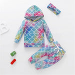 Baby Girls Tie Dye Long-Sleeve Hooded Top & Pants & Headband Baby Wholesales - PrettyKid