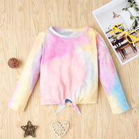 Gils Tie Dye Long Sleeve Bow Decor Tees & Pants Girls Clothing Wholesale - PrettyKid