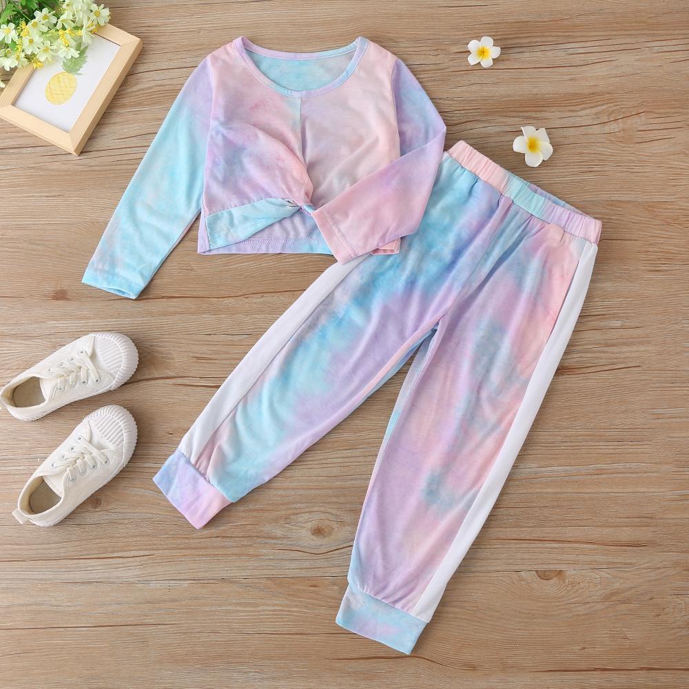 Girls Tie Dye Long Sleeve Casual Top & Pants Toddler Girls Wholesale - PrettyKid