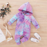 Baby Tie Dye Long Sleeve Hooded Casual Romper Baby Boutique Wholesale - PrettyKid