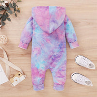 Baby Tie Dye Long Sleeve Hooded Casual Romper Baby Boutique Wholesale - PrettyKid