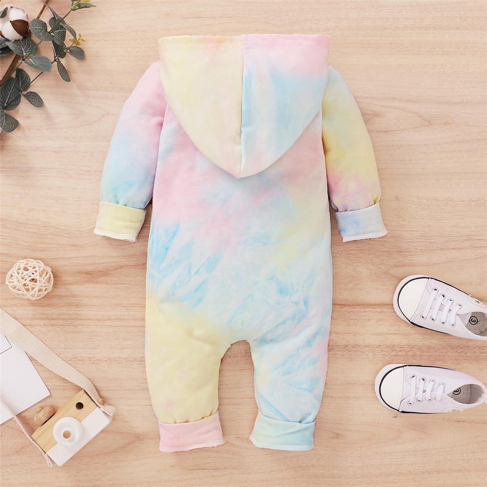 Baby Tie Dye Long Sleeve Hooded Casual Romper Baby Boutique Wholesale - PrettyKid