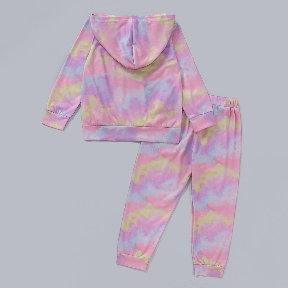 Toddler Unisex Tie Dye Long Sleeve Hooded Top & Pants Wholesale Kids - PrettyKid